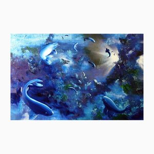 Leibniz Universe 1u, Colorful Underwater Scene, Oil on Canvas, 2016