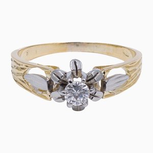 Vintage Solitär Diamant Ring aus 18 Karat Gold, 1970er
