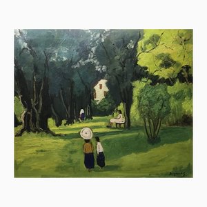 Georges Borgeaud, Balade au parc, 1986, Huile sur Toile