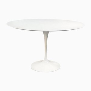 Mid-Century Italian Tulip Table in White Wood and Metal by Saarinen for Knoll, 1950s