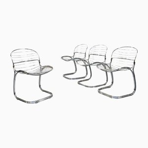 Mid-Century Italian Sabrina Chairs in Steel by Gastone Rinaldi for Rima, 1970s, Set of 4