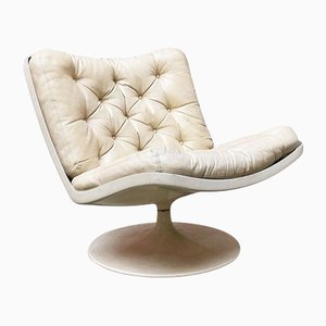 Italian Space Age White Abs Tulip-Base Swivel Armchair by Play Ivm, 1970s