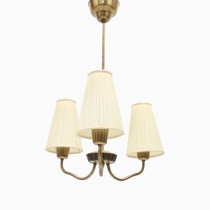 3-Light Brass Ceiling Lamp by Sonja Katzin, 1950s