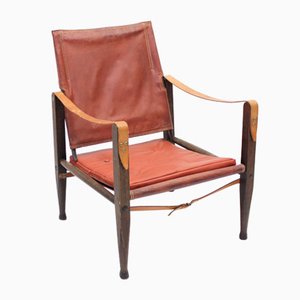 Cognac Leather Safari Chair by Kaare Klint for Ruud Rasmussen, 1960s