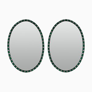 Georgian Style Irish Mirrors with Emerald Studded Borders, 1970s, Set of 2