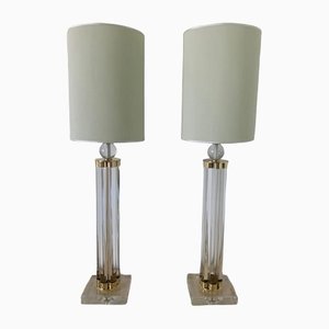 Murano Glass and Brass Table Lamps, Set of 2