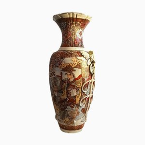 Large Antique Japanese Stoneware Satsuma Vase