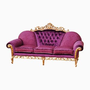 Barockes Sofa mit geschnitztem Gestell & goldenem Gestell