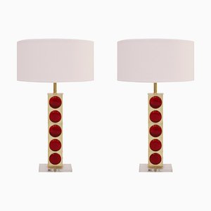Lampes de Bureau Mid-Century en Verre Murano, Italie, Set de 2