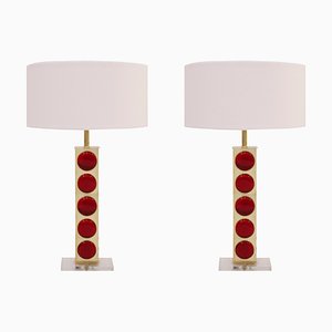 Mid-Century Modern Italian Murano Glass Table Lamps, Set of 2