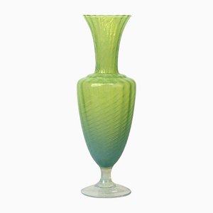 Venetian Soliflore Vase in Milky Green Crystal, 1940s