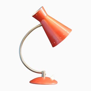 Vintage French Red Diabolo Cocotte Table or Wall Lamp with Swan Neck, 1950s