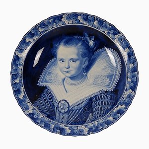Xl Baroque Revival Dutch Delftware Earthenware Cabinet Plate Wall Plaque from Royal Delft