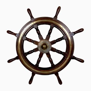Antique Ship's Steering Wheel in Teak from John Hastie, 20th Century