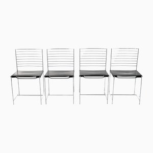 Chrome and Leather Chairs from Cidue, Italy, 1970s, Set of 4