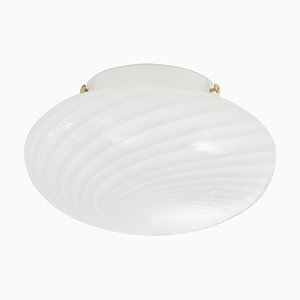 Murano Glass Blown Crystal with Large Opal White Spot Ceiling Lamp from Leucos, 1980s