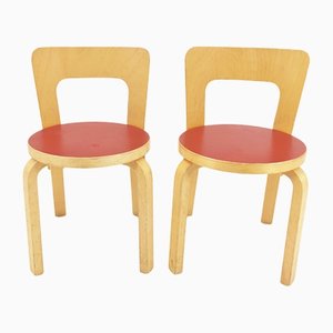 Birch No. 65 Children's Chairs by Alvar Aalto, Set of 2