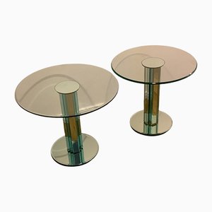 Glass Side Tables with Mirroring Glass by Luigi Massoni for Gallotti & Radice, Set of 2