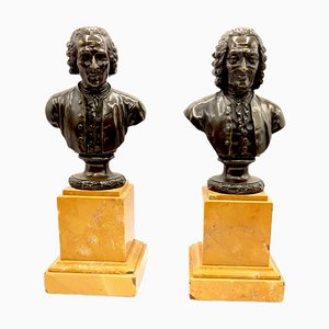 Antique French Grand Tour Bust Sculptures in Bronze, Set of 2