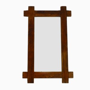Large Wall Mirror with a Dark Solid Oak Frame, 1930s