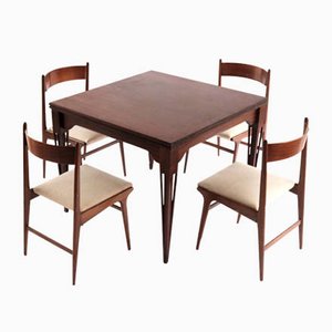 Mid-Century Dining Table & 4 Chairs Attributed to Ico Parisi, Italy, 1960, Set of 5