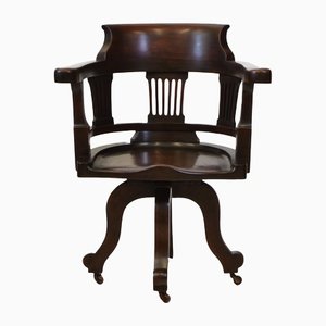 Antique Victorian Swivel Desk Chair in Mahogany, 1890
