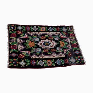 Vintage Handmade Rug with Floral Pattern, Moldova