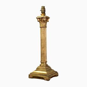 Tall Giltwood and Gesso Corinthian Column Table Lamp