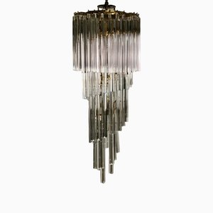 Vintage Glass Crystals Cascade Chandelier in the Style of Paolo Venini, 1980s
