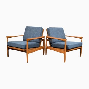 Vintage Swedish Oak Kolding Lounge Chairs by Erik Wørts for Ikea, Set of 2