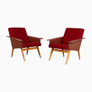 Sillones Mid-Century de cuero sintético. Juego de 2