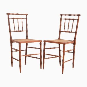 Set of Art Nouveau Side Chairs in Faux Bamboo