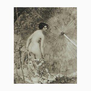 Aime Morot, Study of Woman Bathing Nude, 1900s, Signed Engraving