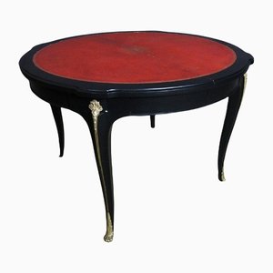 Round Red Leather Top Table with Extension