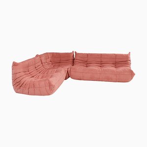 Pink Modular Togo Sofas & Footstool by Michel Ducaroy for Ligne Roset, Set of 3