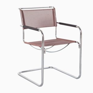 Brown Netweave S34 Chair by Mart Stam for Thonet