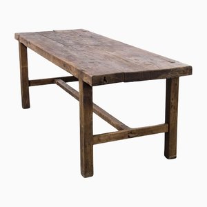 Heavy French Rectangular Oak Farmhouse Dining Table, 1890s