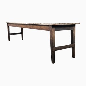Long French Oak Farmhouse Table with White Painted Top, 1940s