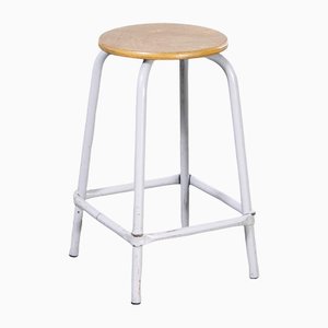 French Grey Laboratory Stool with Footrest, 1970s