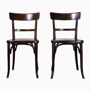 Sillas de comedor o auxiliares oscuras de Michael Thonet, años 50. Juego de 2