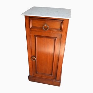 Antique Mahogany Bedside Table with Marble Leaf
