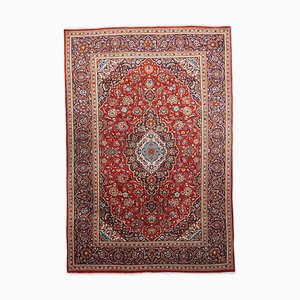 Dark Red Floral Keshan Rug with Border and Medallion