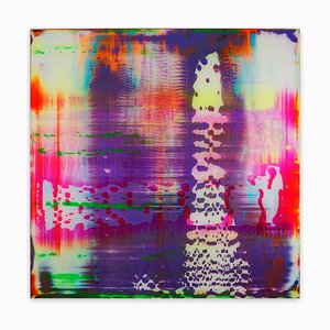 Danny Giesbers, Neon-i, 2020, acrílicos, resina, fosforescencia, sobre tablero de madera