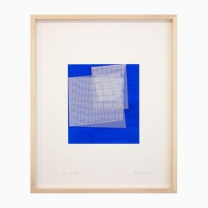 Tom Henderson Moiré, Cobalt Blue, 2019, Acrylic on Paper and Netting, Framed