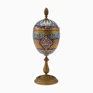 French Goblet in Bronze with Enamel Design, 19th Century