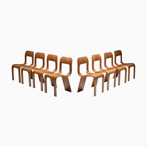 Chaises de Salle à Manger Mid-Century Modernes en Contreplaqué par Gigi Sabadin pour Stilwood, 1970s, Set de 8