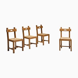 Spanish Arts & Crafts Rustic Wooden Dining Chair, Early 20th Century