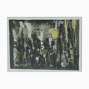 Olga Reiwald, Point jaune, 1950, Acquarello su carta, Incorniciato