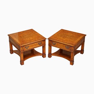 Large Side Tables in Burr Walnut from Brights of Nettlebed, Set of 2