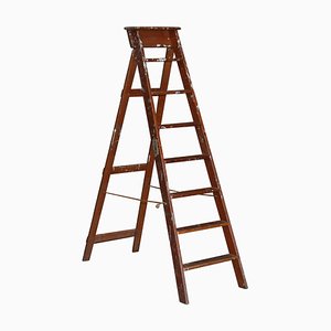 Tall Red Painted Library Stepladder